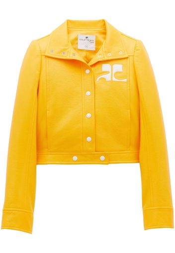 Courrèges chest logo-patch shirt jacket - Yellow