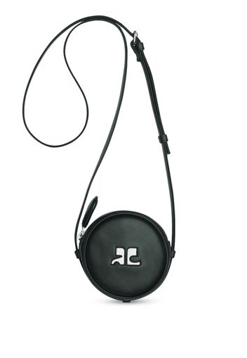 Courrèges logo-patch circle leather bag - Black