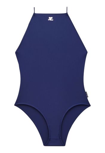 Courrèges Reedition logo-patch swimsuit - Blue