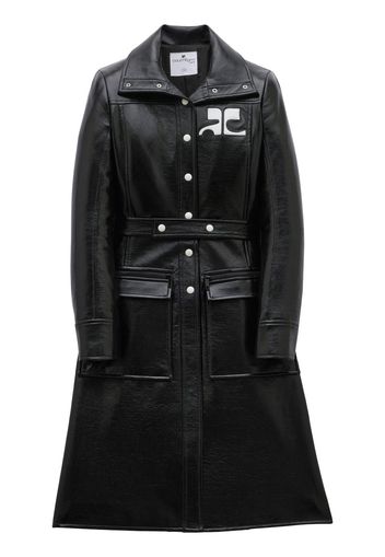 Courrèges chest logo-patch trench coat - Black