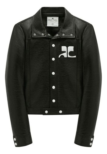 Courrèges chest logo-patch shirt jacket - Black