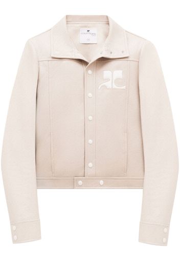 Courrèges chest logo-patch shirt jacket - Pink