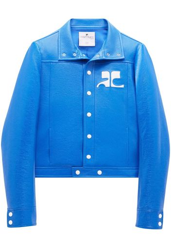 Courrèges chest logo-patch shirt jacket - Blue