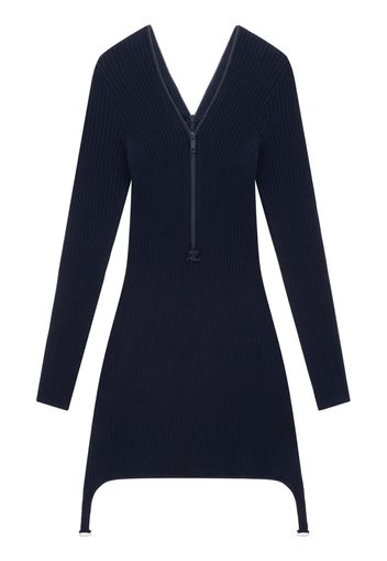 Courrèges ribbed-knit zip-up dress - 7075 NAVY