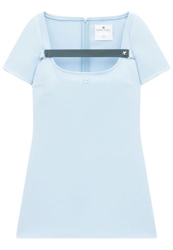 Courrèges logo-embroidered short-sleeve dress - Blue