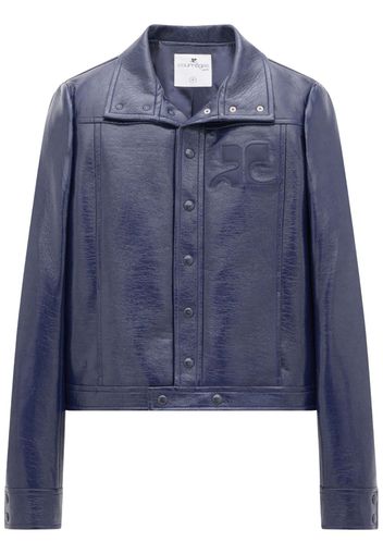 Courrèges shimmer-finish long-sleeve shirt jacket - Blue