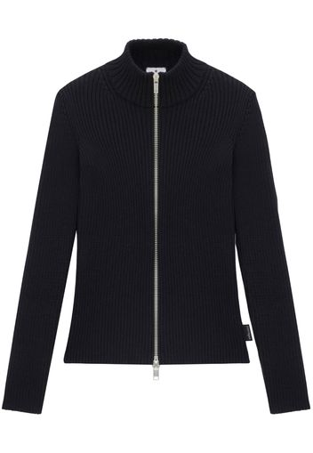 Courrèges ribbed-knit zip-up cardigan - Black