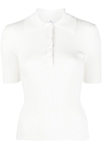 Courrèges ribbed-knit short-sleeve polo top - White