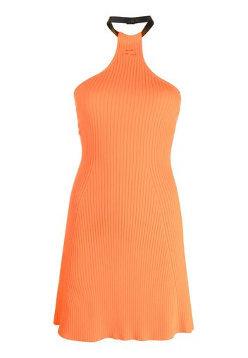 Courrèges cotton-blend ribbed-knit halterneck minidress - Orange