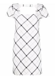 Courrèges diamond-check short-sleeve dress - White