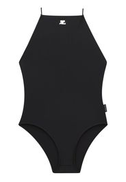 Courrèges logo-patch detail swimsuit - Black