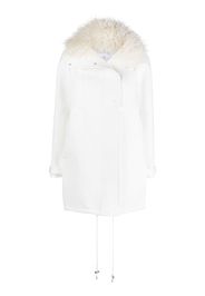 Courrèges faux fur-trim oversized coat - White