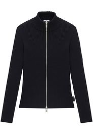 RIBBED KNIT ZIP CARDIGAN - Black