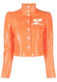 Courrèges vinyl-effect cropped jacket - Orange