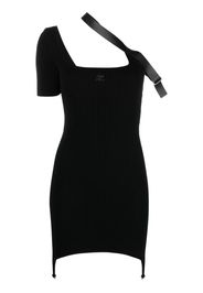 Courrèges strap-detail asymmetric ribbed minidress - Black