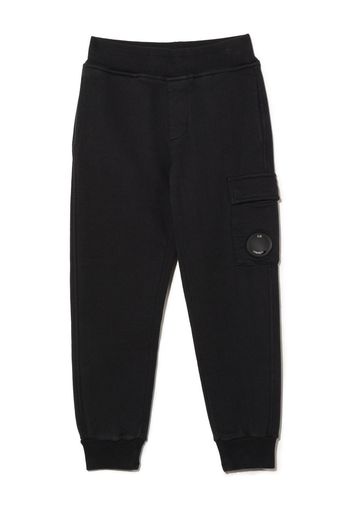 C.P. Company Kids Lens-detail cotton track pants - Black