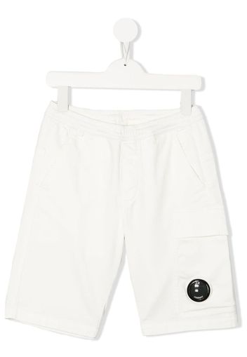 C.P. Company Kids logo-patch track shorts - White