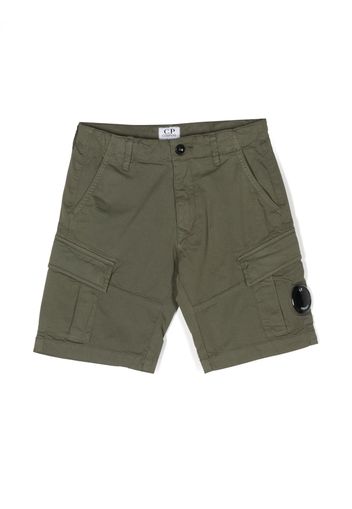 C.P. Company Kids logo-patch cotton shorts - Green