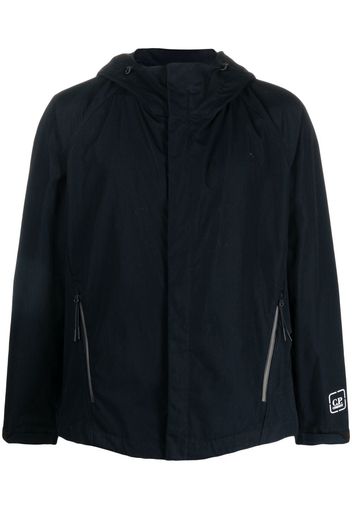 C.P. Company logo-patch zipped hooded jacket - Blue