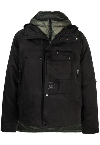 C.P. Company layered zip-up hooded jacket - Black