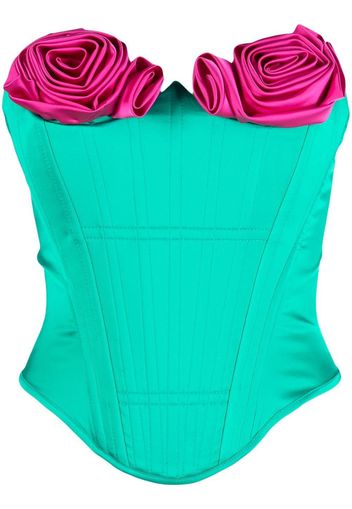 Cristina Savulescu faux-rose strapless corset top - Green