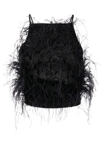 Cult Gaia Joey ostrich feather blouse - Black