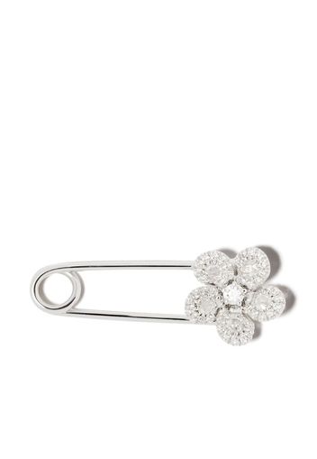 18kt white gold Miss Daisy Flower diamond safety pin brooch