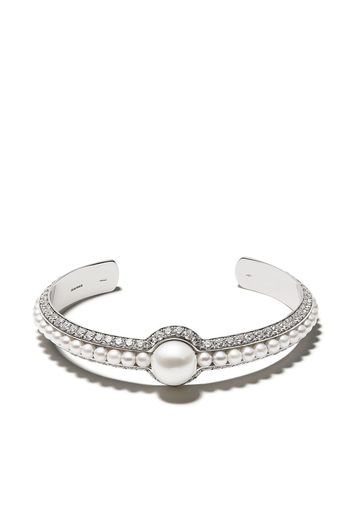 David Morris 18kt white gold diamond Pearl Rose bangle