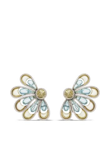 18kt white gold Vintage Aquamarine & Citrine Flower earrings