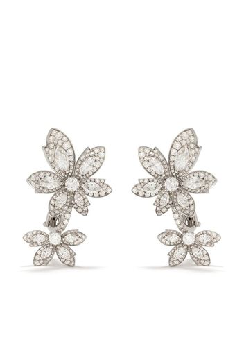 18kt white gold Palm Double Flower diamond earrings