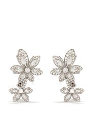 18kt white gold Palm Double Flower diamond earrings