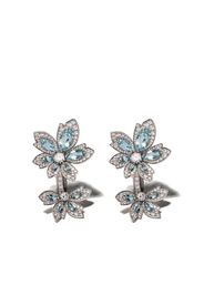 18kt white gold Palm Double Flower Aquamarine earrings