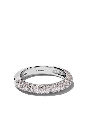 De Beers 18kt white gold DB Darling half pavé diamond large band