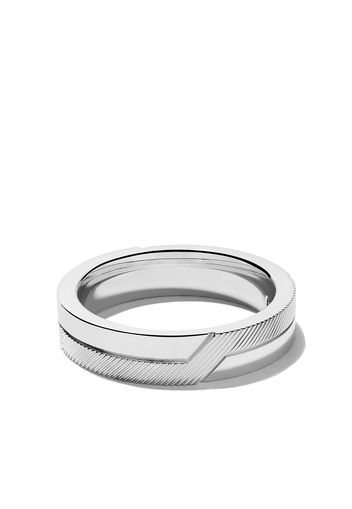 De Beers 18kt white gold Promise half textured band