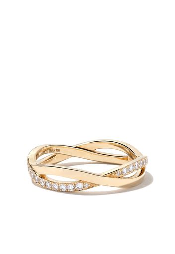 18kt yellow gold Infinity half pave diamond band