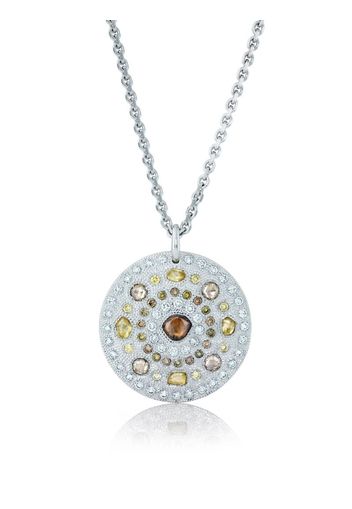 18kt white gold Talisman Large Medal diamond pendant necklace