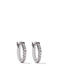 De Beers 18kt white gold Micropavé small hoop diamond earrings