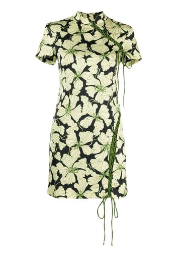 De La Vali Trapeze floral-print mini dress - Green