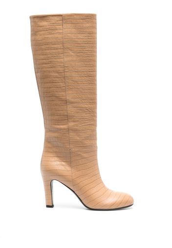 Del Carlo 115mm croco-embossed knee-length boots - Neutrals