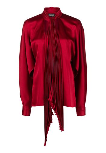 Del Core pleated pussy-bow satin blouse - Red