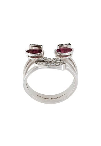 Delfina Delettrez face detail embellished ring - Metallic