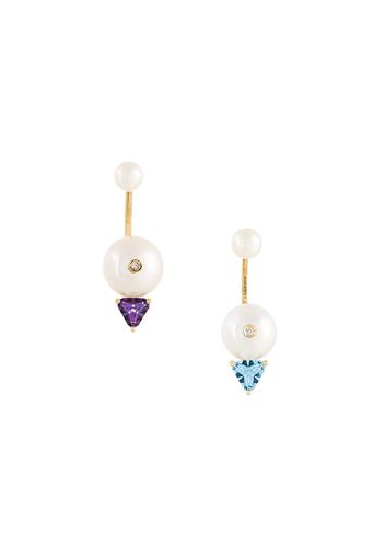 Delfina Delettrez 18kt gold Trillion diamond, pearl and topaz earrings - White