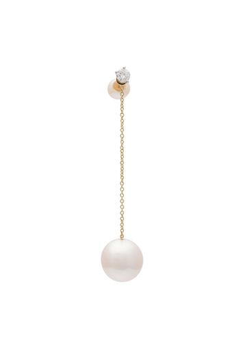 Delfina Delettrez diamond stud chain pearl earring - Metallic