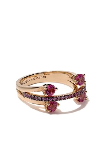 Delfina Delettrez 18kt rose gold, tourmaline and sapphire Linked Dots ring