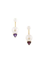 Delfina Delettrez 18kt gold Trillion diamond, pearl and topaz earrings - White