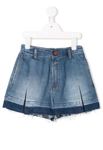 Diesel Kids inverted pleat frayed denim shorts - Blue
