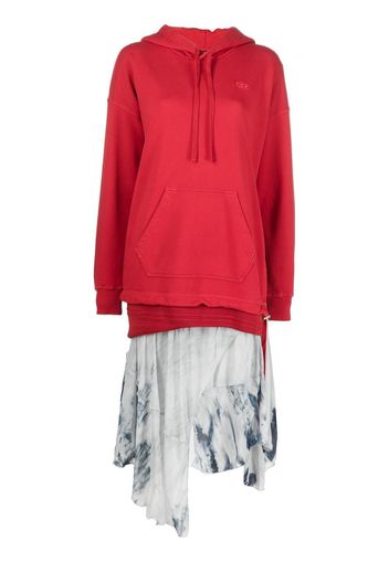 Diesel asymmetric hooded dress - Red