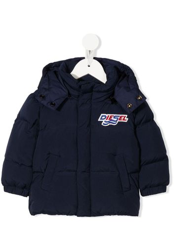 Diesel Kids logo-patch puffer jacket - Blue