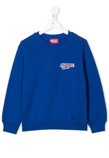 Diesel Kids logo embroidered cotton sweatshirt - Blue