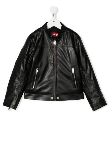 Diesel Kids leather-effect bomber jacket - Black